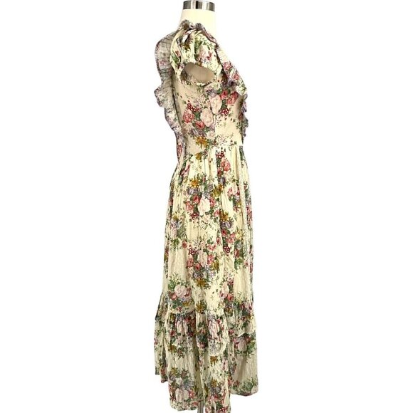 NWT LoveShackFancy Exley Dress Shining Gemstone Size 2 Floral Short Sleeve - Picture 11 of 16